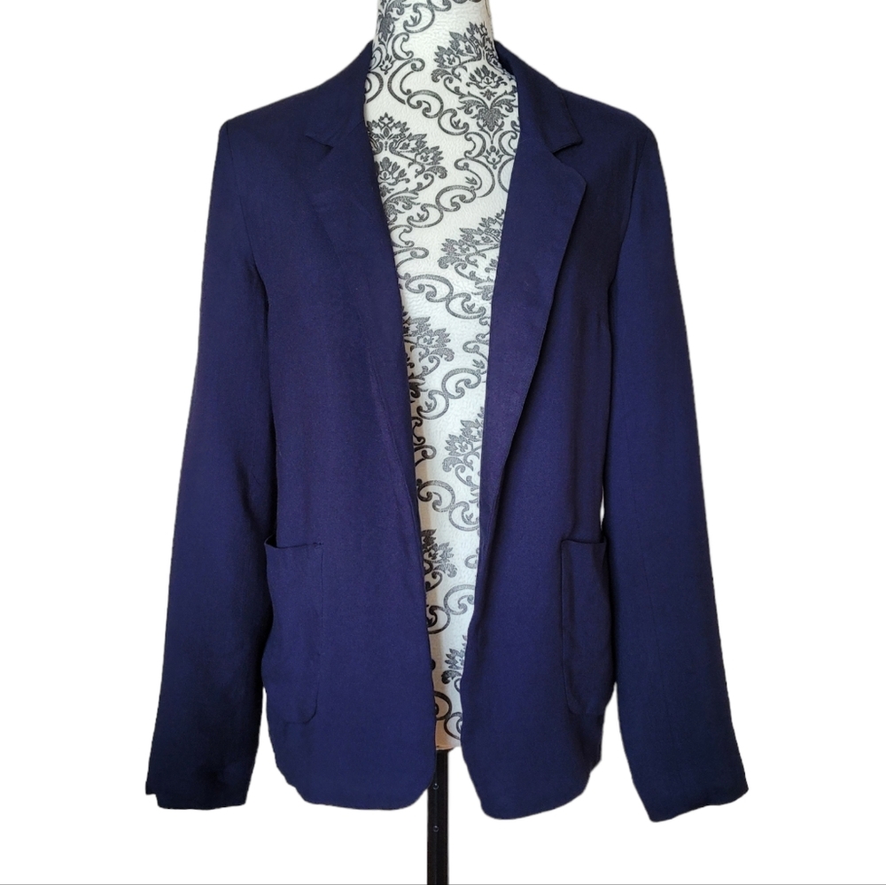 Women's Navy Open-Front Blazer Jacket